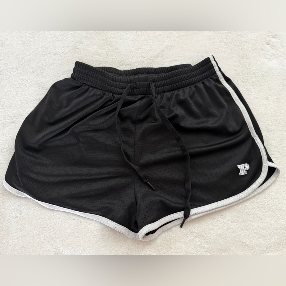 PINK Victoria's Secret Black Athletic Shorts with White Trim